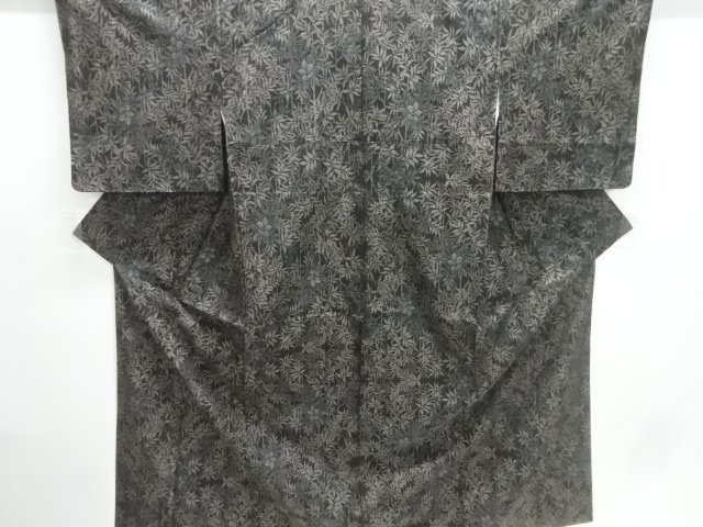 JAPANESE KIMONO / UNUSED / SILK / DORO OSHIMA TSUMUGI / WOVEN FLORAL PLANTS